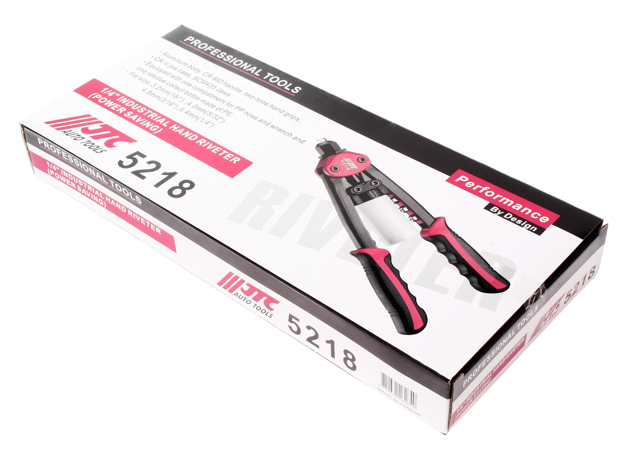 Заклепочник 325мм 3.2,4,4.8,6.4мм ручной вытяжной с контейнером для сбора стержней JTC