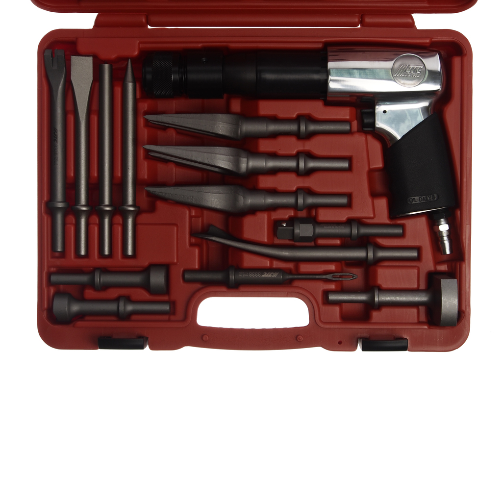 Молоток пневматический 2100уд/мин. с набором зубил 15 предметов JTC