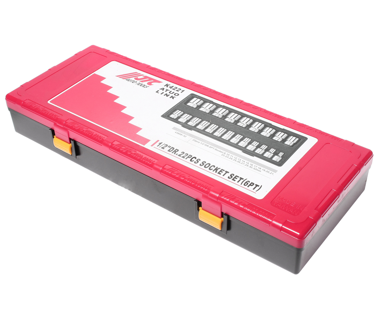 Набор головок торцевых 1/2" 6-ти гранных 08-32мм 22 предмета в кейсе JTC