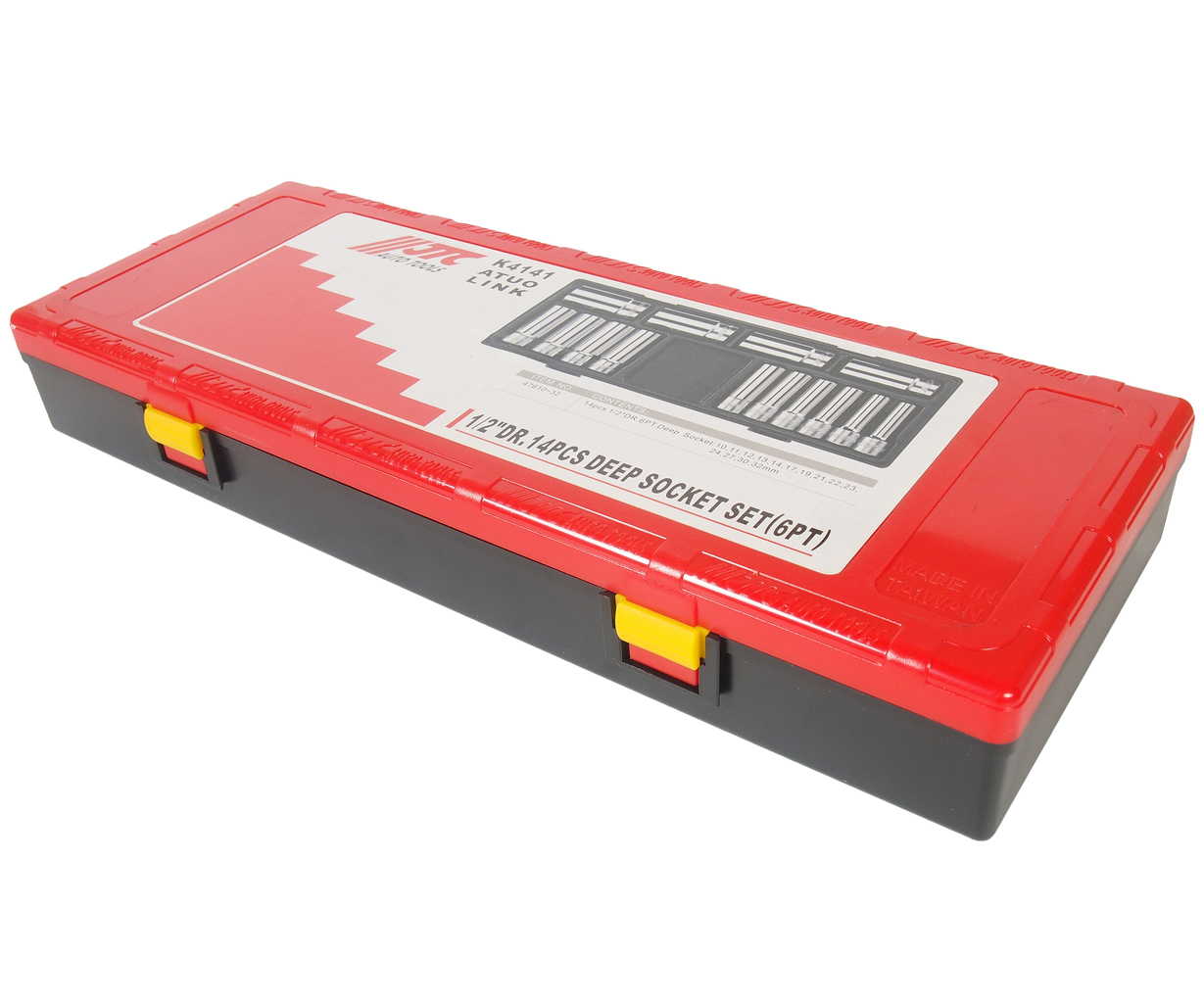 Набор головок торцевых 1/2" 6-ти гранных 10-32мм глубоких 14 предметов в кейсе JTC