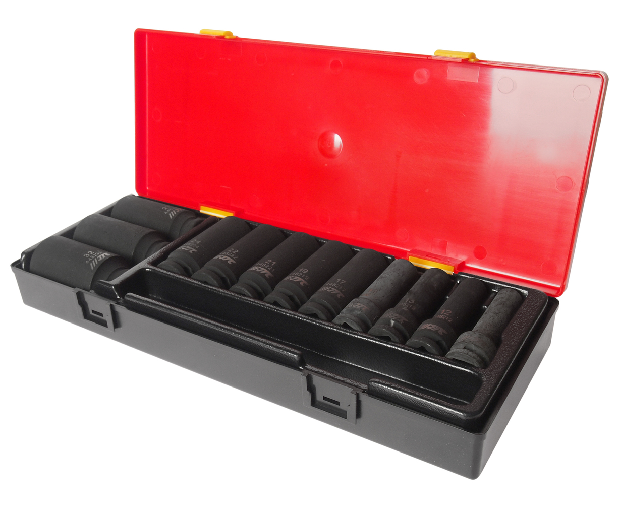 Набор головок торцевых 1/2" 6-ти гранных 10-32мм ударных глубоких 12 предметов в кейсе JTC