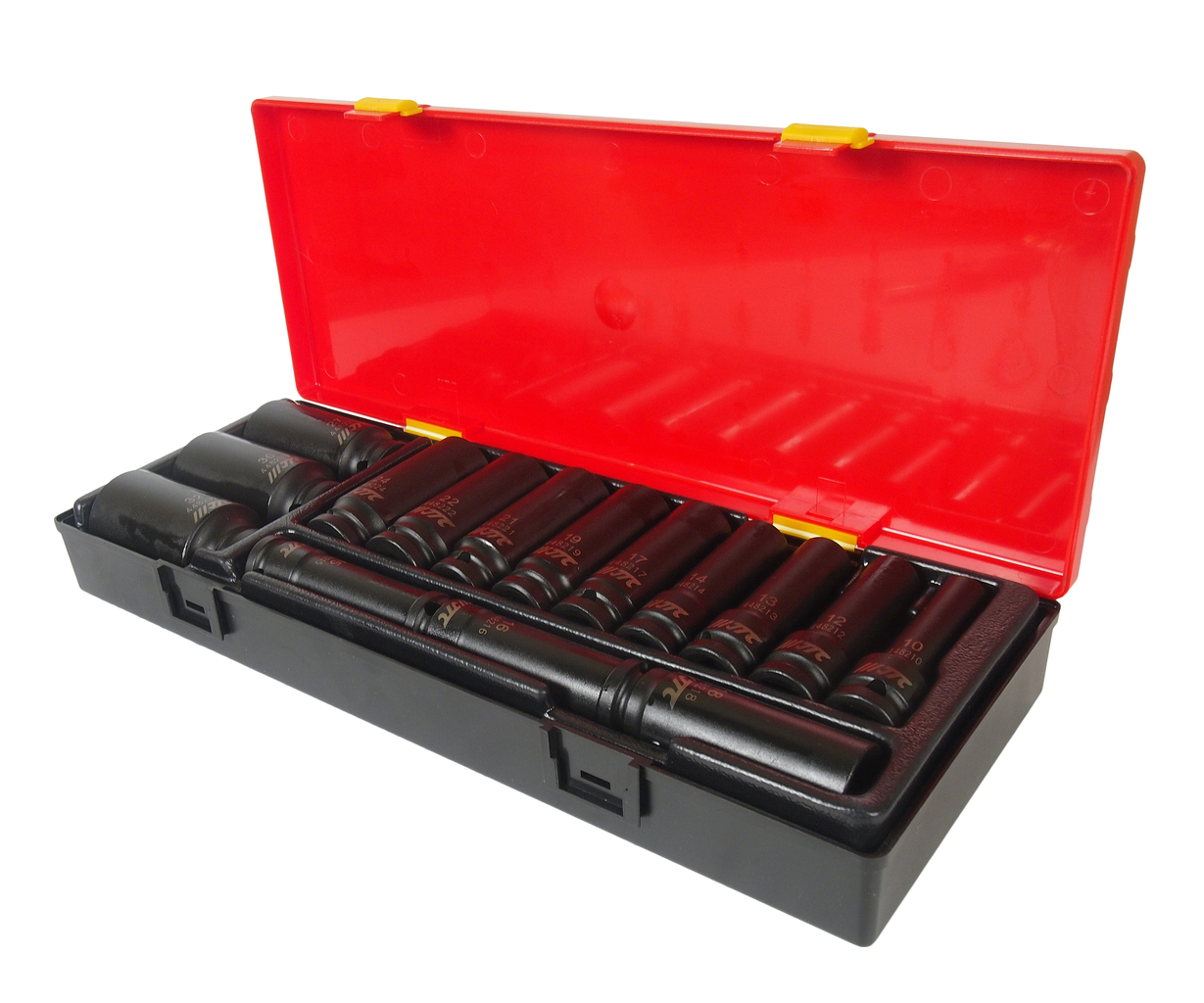 Набор головок торцевых 1/2" 6-ти гранных 10-32мм ударных глубоких 15 предметов в кейсе JTC