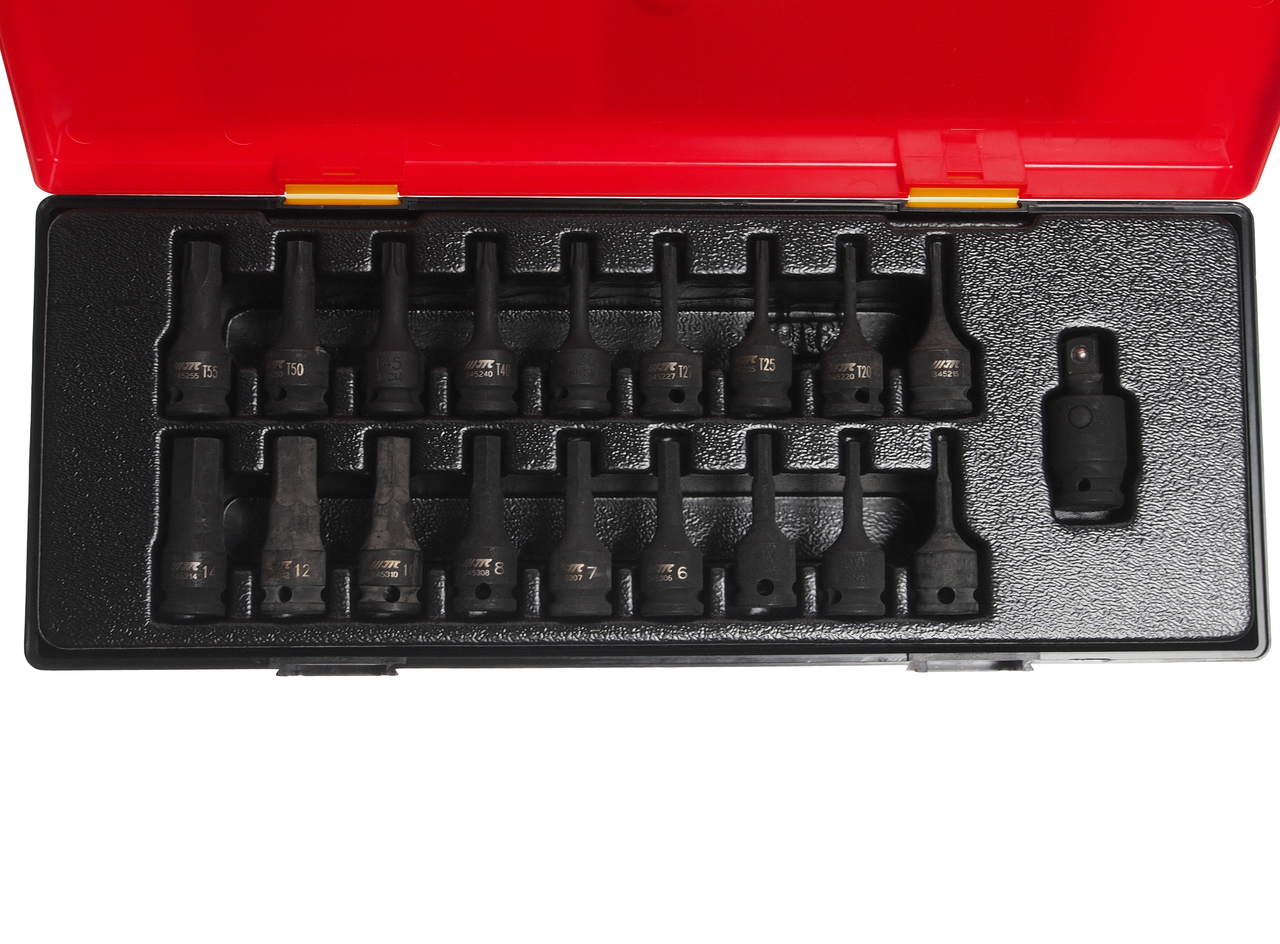 Набор головок торцевых 3/8" 6-ти гранных ударных 19 предметов в кейсе JTC