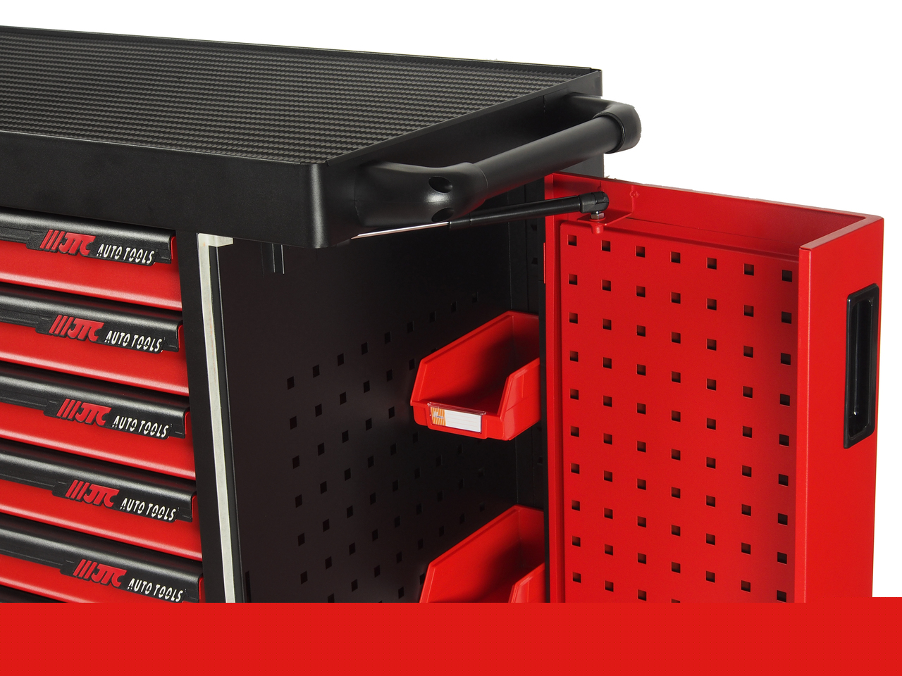Тележка инструментальная 7 секций красная с двумя боковыми ящиками JTC