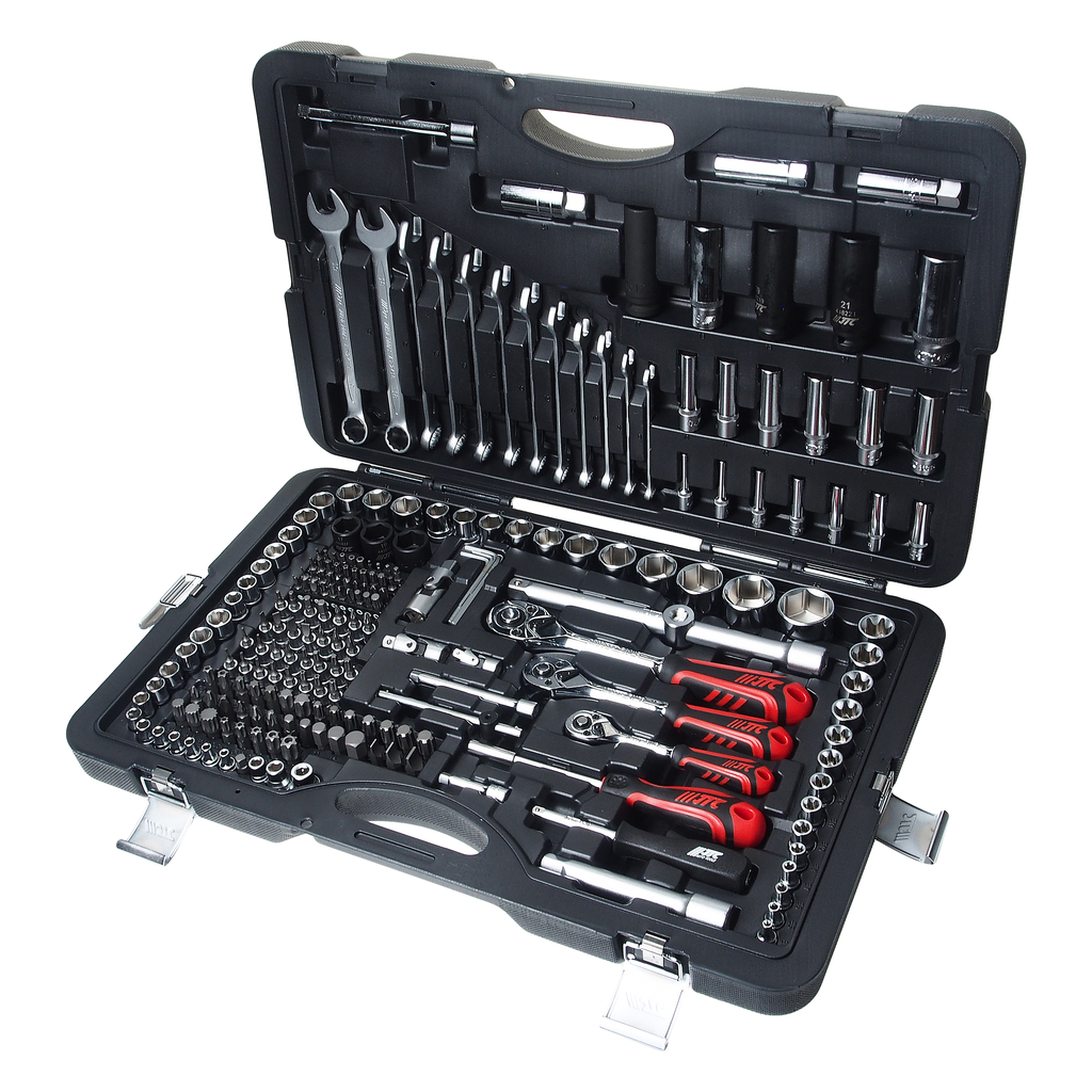 Набор инструментов 216 предметов слесарно-монтажный 1/4",3/8",1/2" 6-ти гранных в кейсе JTC