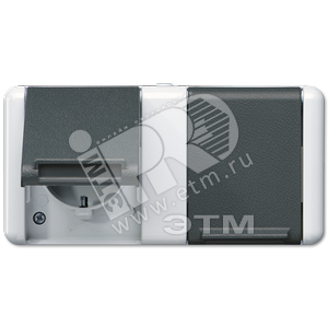 Двойная горизонтальная SCHUKO-розетка 16A 250V~ для накладного монтажа IP44