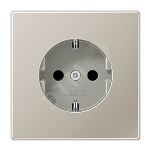 Штепсельная розетка SCHUKO одинарная, с заземлением, без шторок, 16A, 250В  (механизм + накладка, без рамки). Серия LS990  Материал- металл  благородн