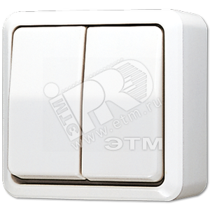 Выключатель для накладного монтажа сдвоенный  белый