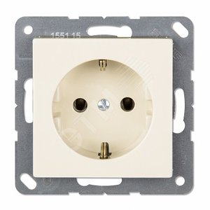 Розетка SCHUKO одинарная, с заземлением, с шторками, 16A, 250В  (механизм + накладка, без рамки). Серия- Eco Profi. Материал- термопласт. Цвет- слонов