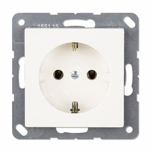 Розетка SCHUKO одинарная, с заземлением, с шторками, 16A, 250В  (механизм + накладка, без           рамки).автоматические зажимы. Серия- Eco Profi.   