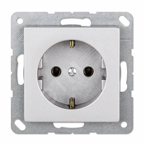 Розетка ECO одинарная с заземлением без шторок 16A алюминий пружинный зажим