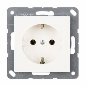 Розетка SCHUKO одинарная (механизм + накладка, без рамки), с заземлением, без шторок, 16A, 250Bт  с пружинными зажимами для проводов до 2,5 мм2. Серия