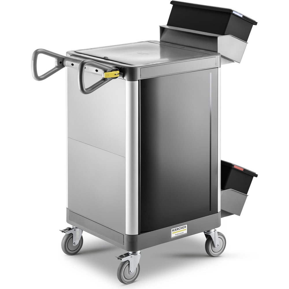 Тележка KARCHER FM ExpertPro 50/ P комплект: колесная база, 2 ведра 15 л, вертикальный отжим, 4 ведра 6 л, 1 полка, 1 ящик 16 л, 2 фиксатора 1.321-008.0