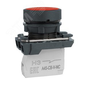 Кнопка OptiSignal D22 C5-P-401 красная пластик 1НЗ XB5AA42