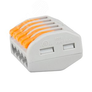 Клемма строительно-монтажная OptiKit СМК 222-415 с рычагом 5 отверстий 0,2-2,5(4,0)мм2