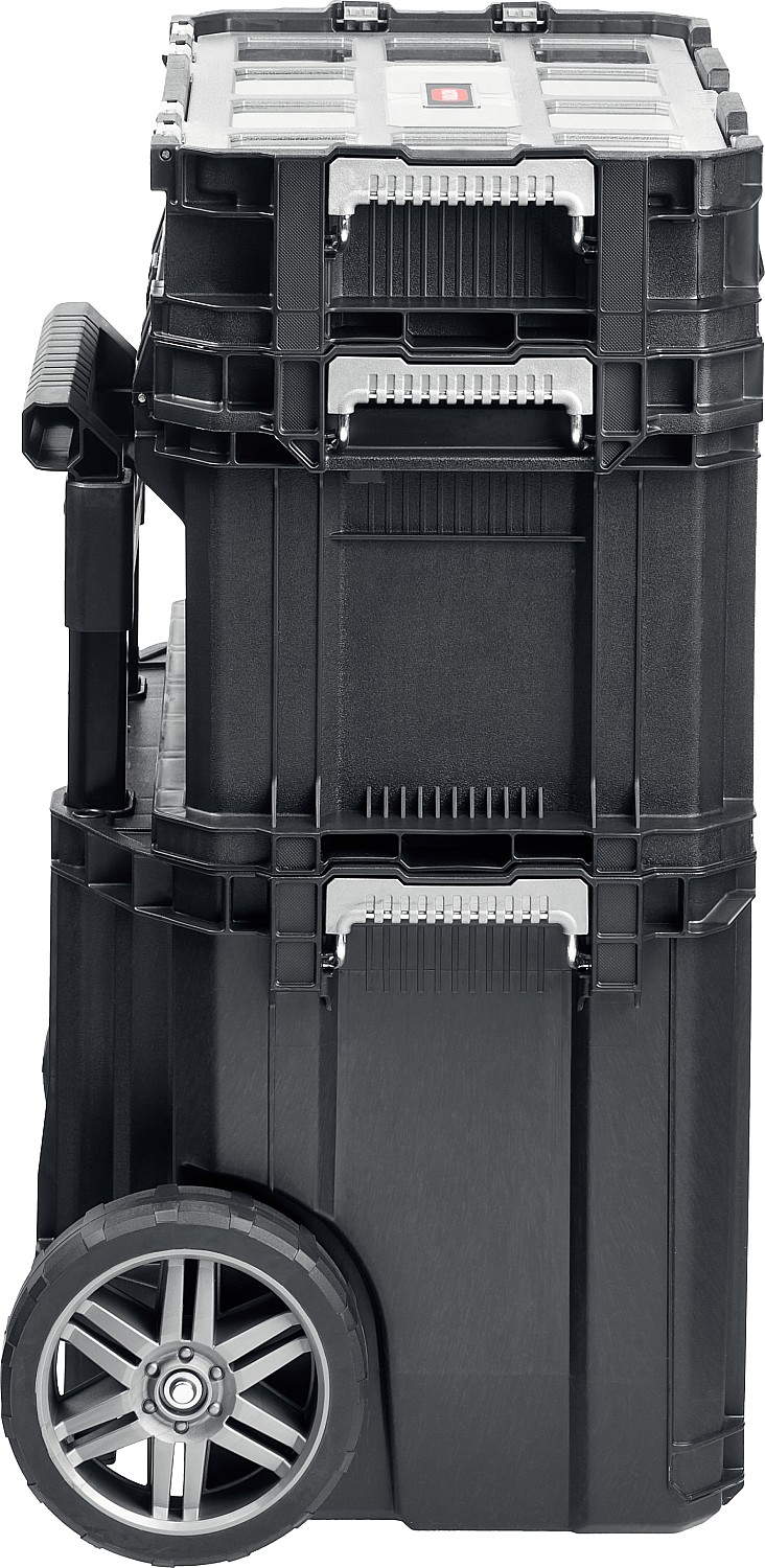 KETER SMART ROLLING, 564 х 373 х 700 мм, (22″), набор пластиковый ящик-тележка + ящик для инструментов + ящик органайзер (38390-22)