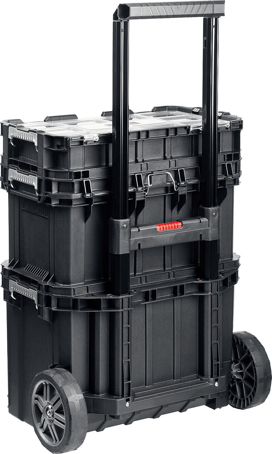 KETER SMART ROLLING, 564 х 373 х 700 мм, (22″), набор пластиковый ящик-тележка + ящик для инструментов + ящик органайзер (38390-22)