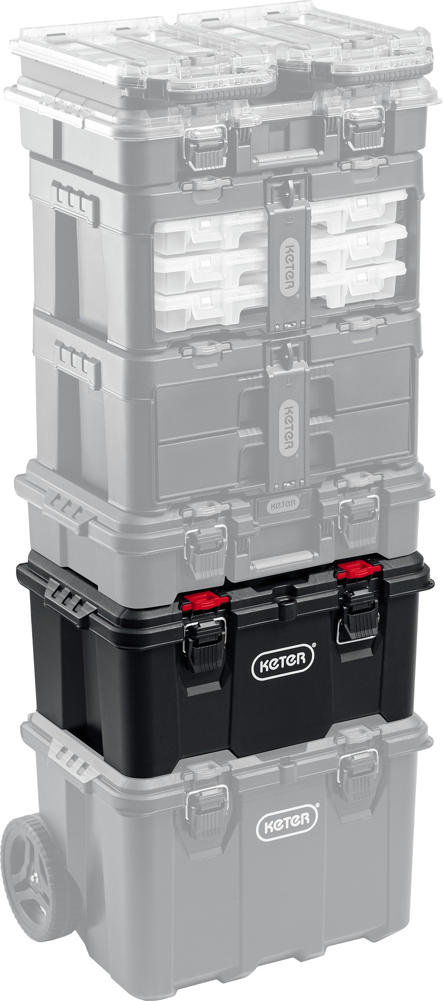 KETER STACKNROLL, 525 х 345 х 260 мм, (21″), пластиковый ящик с крышкой (38398)