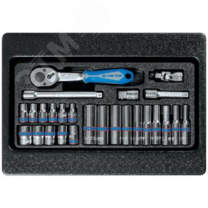 Набор торцевых головок 1/4" с принадлежностями, ложемент, 26 предметов KING TONY 9-2526MR