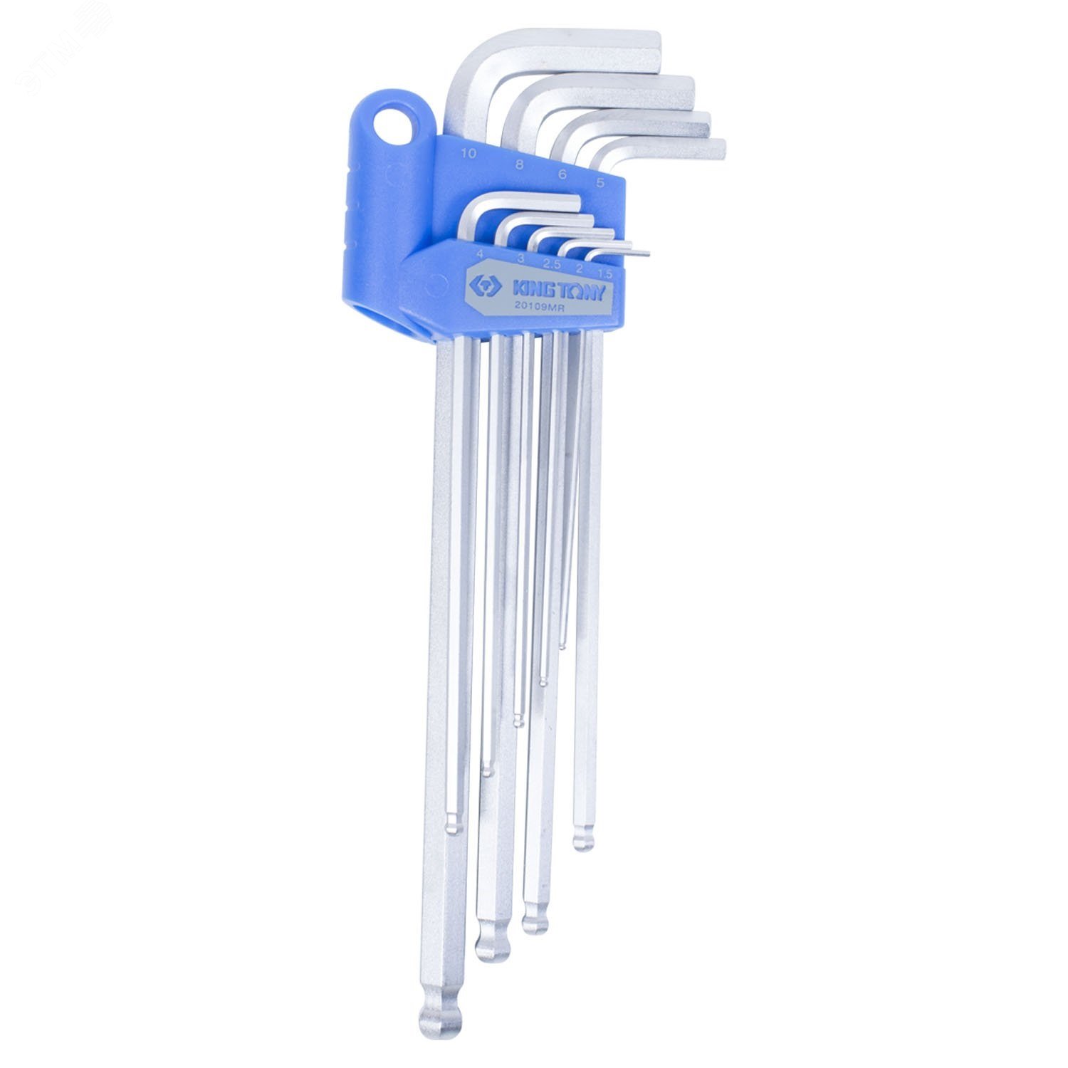 Набор Г-образных шестигранников 1,5-10 мм, длинные, с шаровым окончанием, 9 предметов KING TONY 20109MR