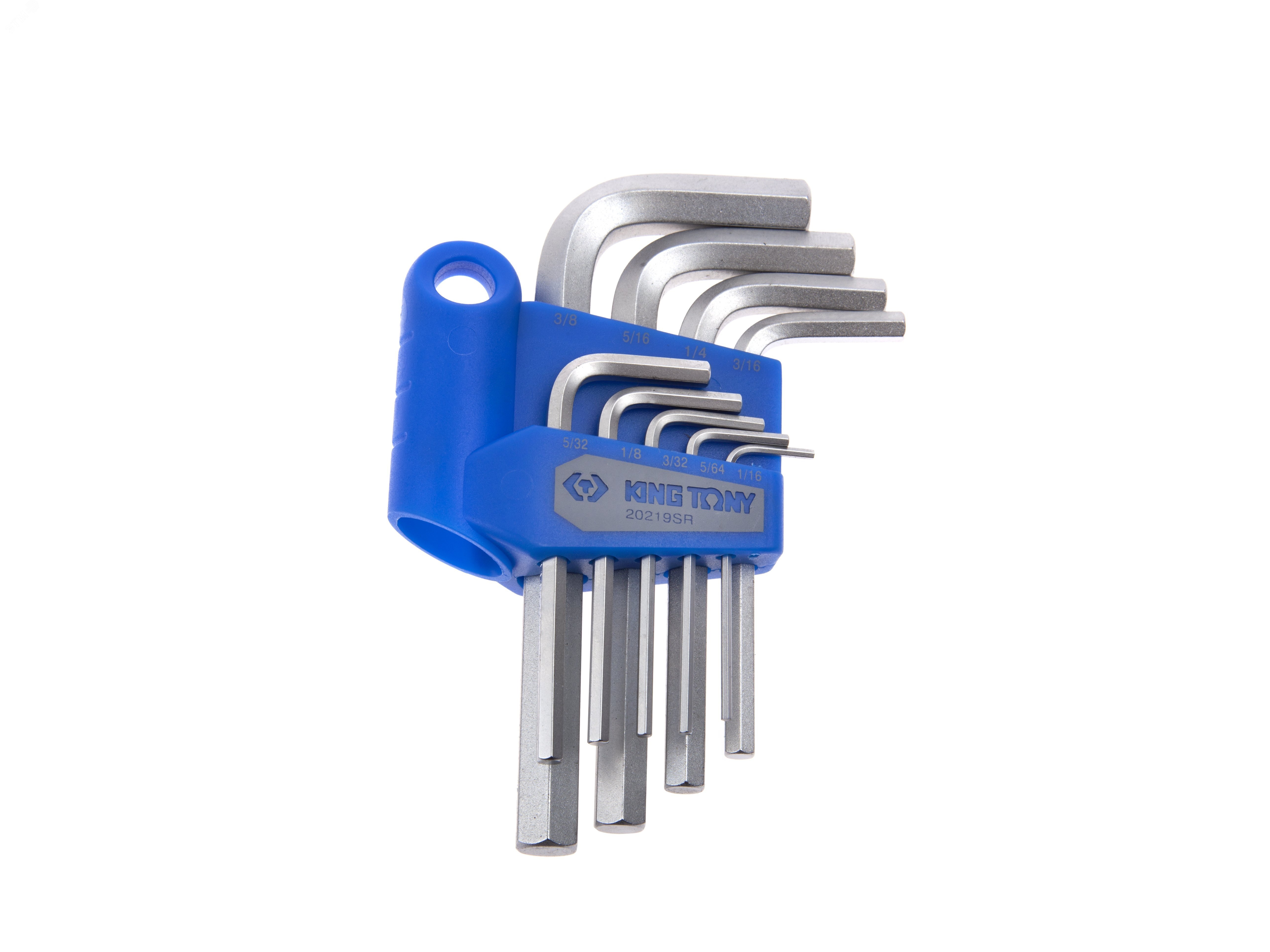 Набор Г-образных шестигранников 1/16"-3/8", дюймовые, короткие, 9 предметов KING TONY 20219SR