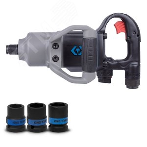 Гайковерт пневматический ударный 3/4", 2170 Нм, в комплекте 3 торцевые головки KING TONY P33671-160B