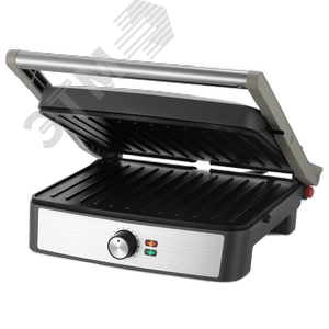 Электрогриль KT-3630, мощность 2200 Вт, цвет черно-серебристый