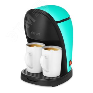 Кофеварка KT-7188-2, объем 0,3 л, мощность 450 Вт, цвет черно-зеленый