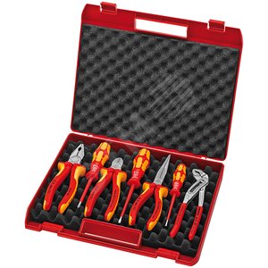 Чемодан c инструментом пластиковый VDE 1000V (кроме клещей переставных) 7 предметов комплектация: 0306180 плоскогубцы 180 мм 2616200 длинногубцы 200 м