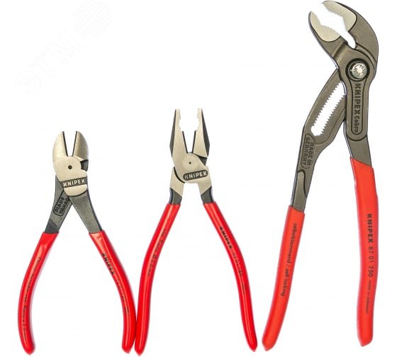 Набор ШГИ особой мощности в ложементе 3 предмета комплектация: 0201180 плоскогубцы 180 мм 7401160 бокорезы 160 мм 8701250 Клещи переставные COBRA 50 м