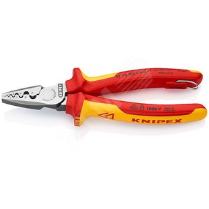 Пресс-клещи для обжима контактных гильз VDE 1000V 9 гнезда 025-160мм (AWG 23-5) L=180мм диэлектрические двухкомпонентные рукоятки крепление для страхо