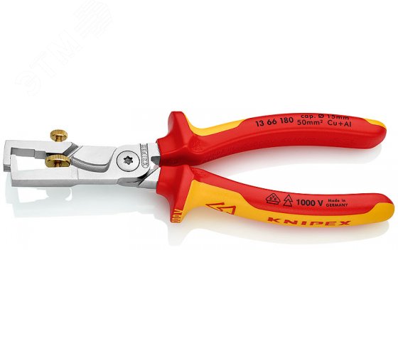 Стриппер для одно- много- и тонкожильного кабеля зачистка: d 5 мм (10 мм AWG 7) с пружиной L-160 мм регулировочный винт для настройки чёрный обливные 