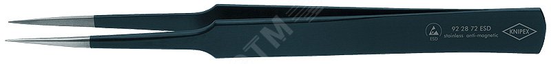 Пинцет ESD захватный прецизионный гладкие губки американской формы длинные кончики антистатический L-135 мм нержавеющая хромоникелевая сталь хромирова