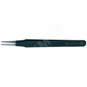 Пинцет ESD захватный прецизионный гладкие скруглённые губки 2 мм антистатический L-120 мм нержавеющая хромоникелевая сталь хромированный