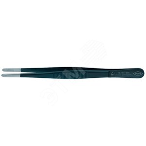 Пинцет ESD захватный прецизионный зазубренные скруглённые губки 35 мм антистатический L-145 мм нержавеющая хромоникелевая сталь хромированный