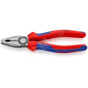 Плоскогубцы комбинированные резка - проволока средней твердости 34мм твердая проволока 22мм кабель 12мм (16мм) L=180мм черные двухкомпонентные рукоятк