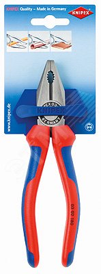 Плоскогубцы комбинированные резка - проволока средней твердости 34мм твердая проволока 22мм кабель 12мм (16мм) L=180мм двухкомпонентные рукоятки блист
