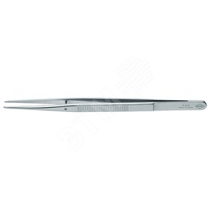 Пинцет захватный прецизионный с направляющим штифтом тонкие зазубренные губки L-155 мм хромоникелевая сталь антимагнитный кислотостойкий