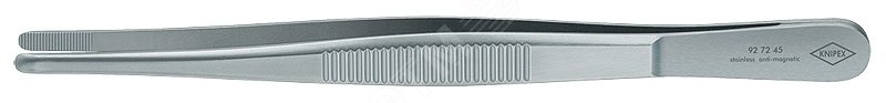 Пинцет захватный прецизионный закруглённые зазубренные губки шириной 35 мм хромоникелевая сталь нержавеющий немагнитный L-145 мм