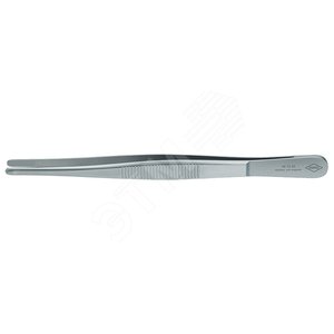 Пинцет захватный прецизионный закруглённые зазубренные губки шириной 35 мм хромоникелевая сталь нержавеющий немагнитный L-145 мм