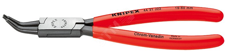 Щипцы для внутренних стопорных колец губки 45° посадочный размер 19 - 60 мм диаметр наконечников 18 мм L-180 мм Cr-V чёрные обливные рукоятки