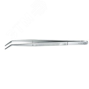 Пинцет захватный прецизионный с направляющим штифтом тонкие зазубренные губки под 45 град.L-155 мм пружинная сталь хромированный