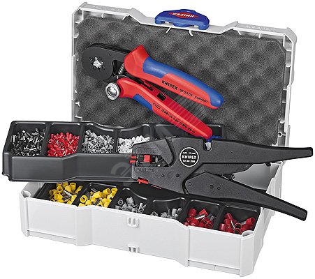 Набор контактных гильз в систейнере пресс-клещи KN-975304 стриппер KN-1240200 гильзы контактные изолированныеованные 05мм 075мм 1мм 15мм 25мм - 200шт 