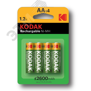 Аккумуляторы NiMH (никель-металлгидридные) Kodak HR6-4BL 2600mAh [KAAHR-4] (80/640/15360)