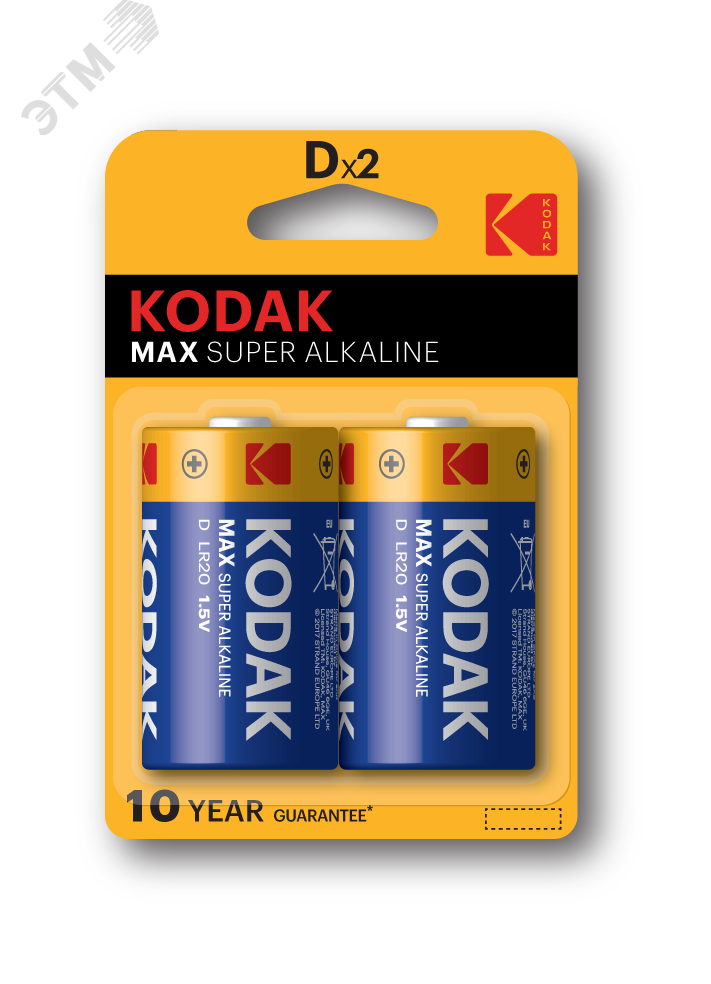 Батарейка Kodak LR20-2BL MAX SUPER Alkaline [KD-2] (20/100/3200)