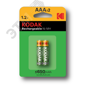 Аккумуляторы NiMH (никель-металлгидридные) Kodak HR03-2BL 650mАh [K3AHR-2/650mАh ] (20/240/16800)
