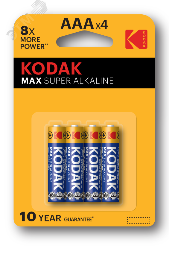 Батарейка Kodak LR03-4BL MAX SUPER Alkaline [K3A-4] (40/200/32000)
