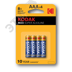 Батарейка Kodak LR03-4BL MAX SUPER Alkaline [K3A-4] (40/200/32000)