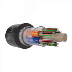 Кабель оптический для задувки в защитные пластмассовые трубы. многомодульный. армированный стеклонитями.G.652.D. 4 волокна. 3.5кН