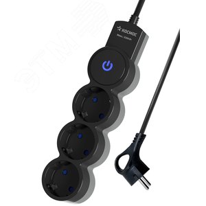 Удлинитель 1.5м, ПВС 3х0.75 3  гнезда, заземление, выключатель 10А черный